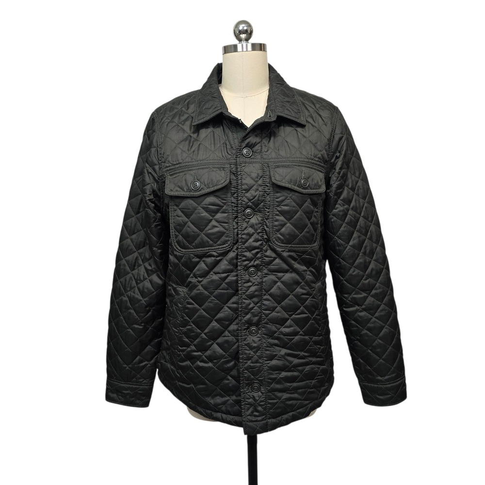 Abercrombie & Fitch Quilted Sherpa Lined Shirt Jacket Olive Green Womens Medium